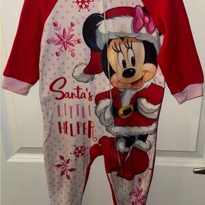 Disney Minnie Mouse Festive Kids Footie - Red and White